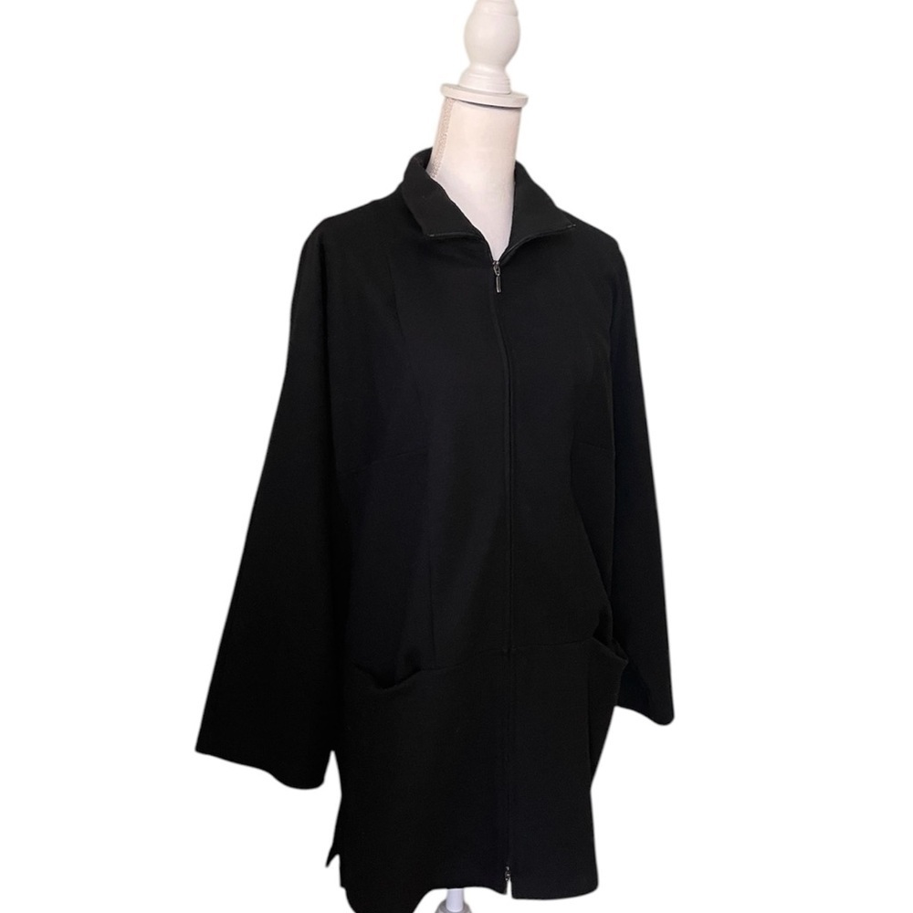 J.Jill Pure Jill Women’s Size Small Fleece Sweatshirt Mid Length Black Jacket - Picture 4 of 11